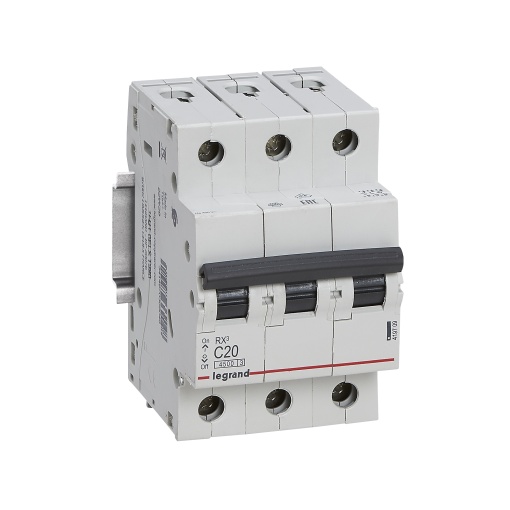 RX3 Disjuntor tripolar 3P-20A 400V - Curva C - Poder de corte 4,5kA - 3 mód