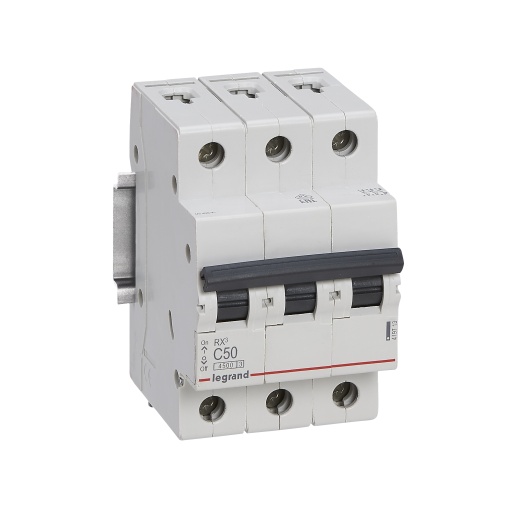 RX3 Disjuntor tripolar 3P-50A 400V - Curva C - Poder de corte 4,5kA - 3 mód