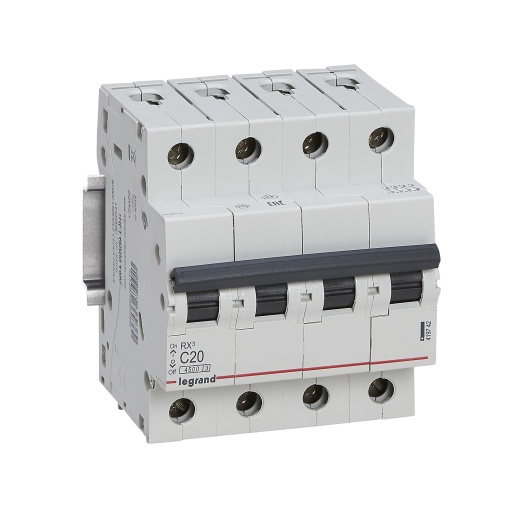 RX3 Disjuntor tetrapolar 4P-20A 400V - Curva C -Poder de corte 4,5kA - 4 mód