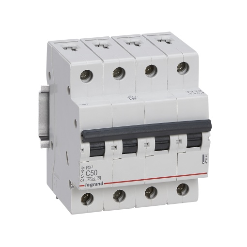 RX3 Disjuntor tetrapolar 4P-50A 400V - Curva C -Poder de corte 4,5kA - 4 mód