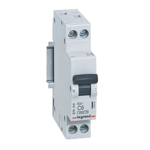 RX3 Disjuntor 1PN - 6A 230V - Curva C -Poder de corte 4,5kA - 1 mód