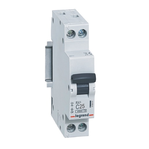 RX3 Disjuntor 1PN - 25A 230V - Curva C -Poder de corte 4,5kA - 1 mód