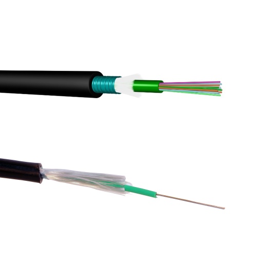 Cabos fibra ótica monomodo OS 2 9125 µm exterior fita aço ondulada 8 fibras