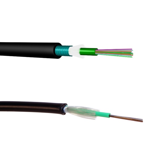 Cabos fibra ótica monomodo OS 2 9125 µm exterior fita aço ondulada 24 fibras