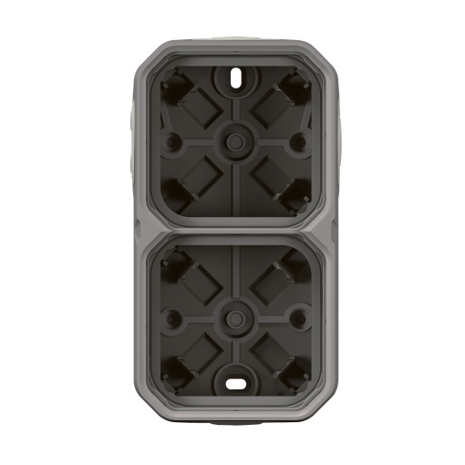 Plexo IP 55 componível - Caixa saliente dupla com bucins planos, Cinzento