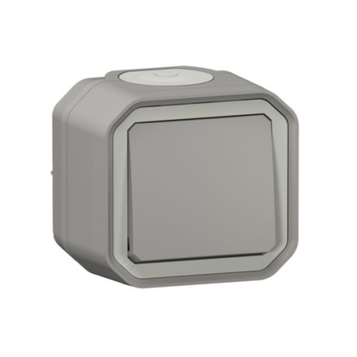 Plexo IP 55 monobloco saliente - Comutador de escada, Cinzento