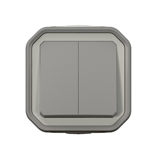 Plexo IP 55 monobloco saliente - Comando duplo multifunções, Cinzento