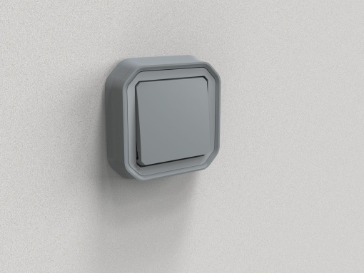 Plexo IP 55 monobloco encastrar - Comutador de escada, Cinzento