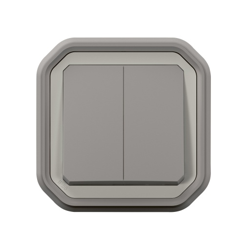 Plexo IP 55 monobloco encastrar - Comando duplo multifunções, Cinzento
