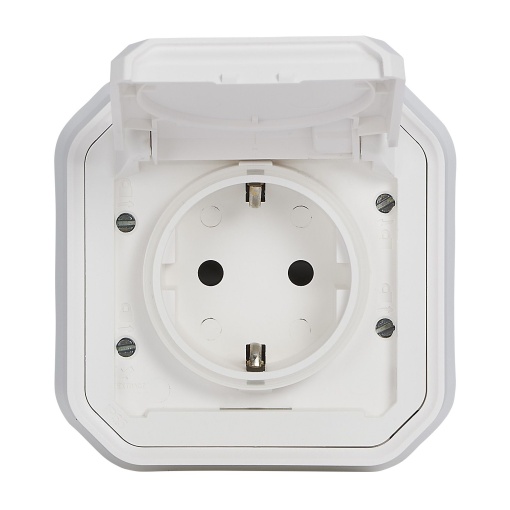 Plexo IP 55 monobloco encastrar - Tomada 2PT tipo "sch", Branco