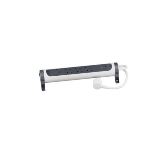 Bloco multitomadas 4 x 2PT c interruptor  disjuntor - cabo 1,5m - BrancoCinz