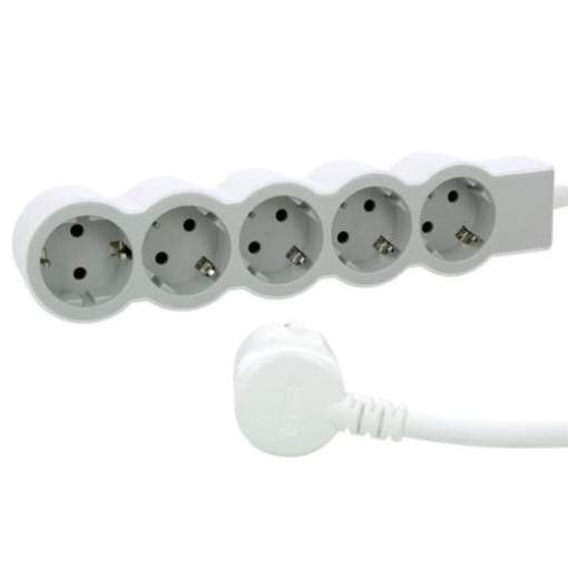Bloco multitomadas 5 x 2PT - com cabo 1,5 m - BrancoCinzento escuro