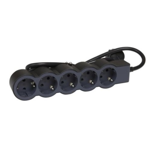 Bloco multitomadas 5 x 2PT - com cabo 1,5 m - PretoCinzento escuro