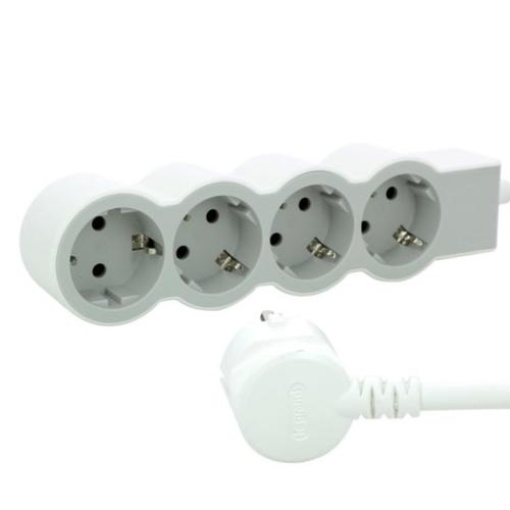 Bloco multitomadas 4 x 2PT - com cabo 3 m - BrancoCinzento escuro