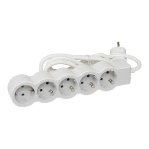 Bloco multitomadas 5 x 2PT - com cabo 5 m - BrancoCinzento escuro
