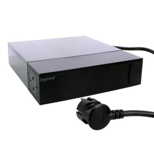 "Box" para área TV multimédia c 4 tomadas, interruptor e DST - cabo 2m - Preto