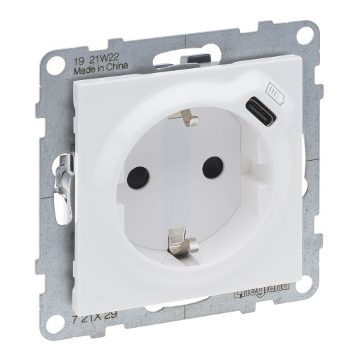 Suno - Tomada mista 2PT tipo "sch"  USB Tipo-C, 16 A -230 V, Branco