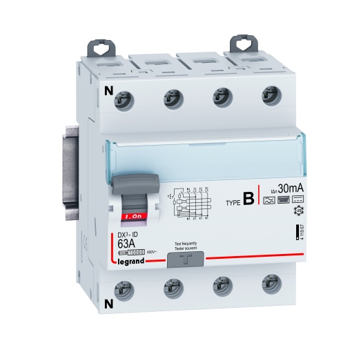DX³-ID - Interruptor diferencial - 4P - 400 V - 63 A - 30 mA - Tipo B