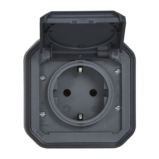 Plexo IP 55 monobloco saliente - Tomada 2PT tipo "sch", lig. Automátic, Antrac