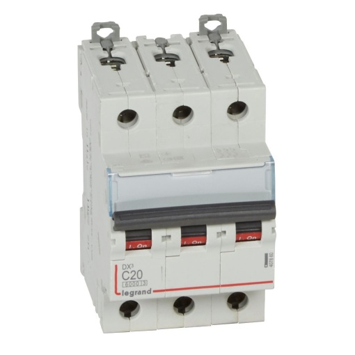 Disjuntor DX³ 6000 - 10 kA - 3P - 400V - 20 A - Curva C - 3 mód
