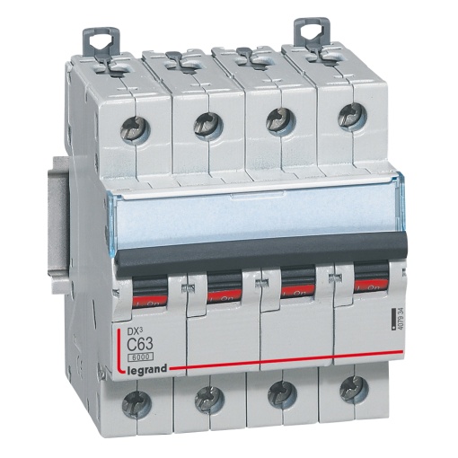 Disjuntor DX³ 6000 - 10 kA - 4P - 400V - 63 A - Curva C - 4 mód