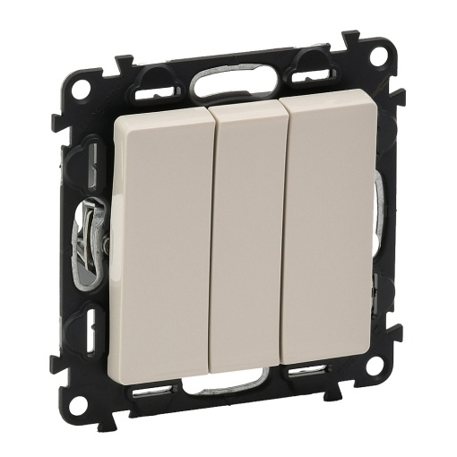 Valena Life - Interruptor triplo - 10 AX 250 V - com tecla - creme