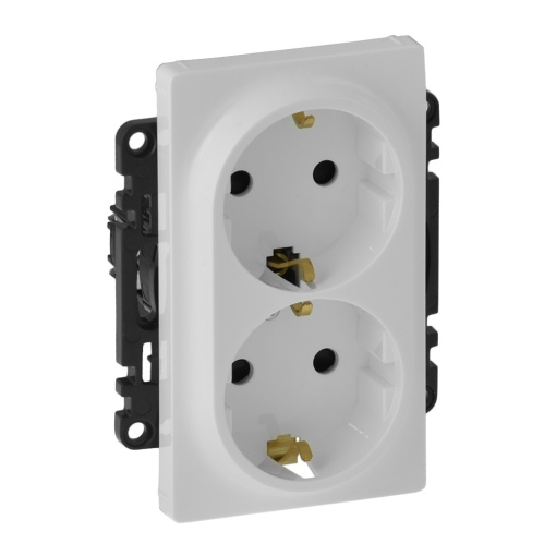 Valena Life - Tomada 2x 2PE schuko cobturadores ligadores parafuso - branco