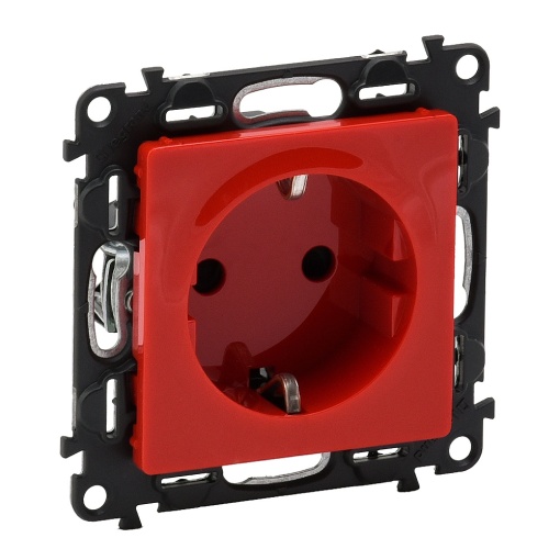 Valena Life - Tomada 2PT Schuko 16 A - 230 V com obturadores - Vermelha