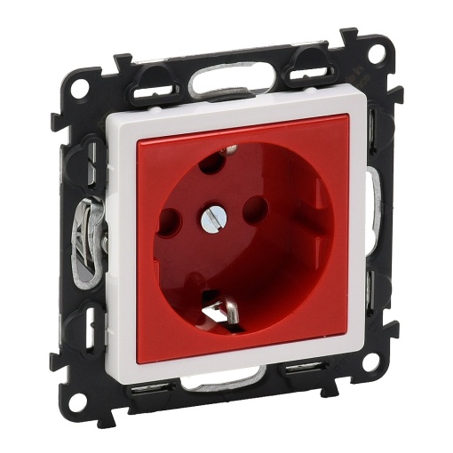 Valena Life - Tomada 2PT Schuko 16 A-230 V - Vermelha, com encravamento