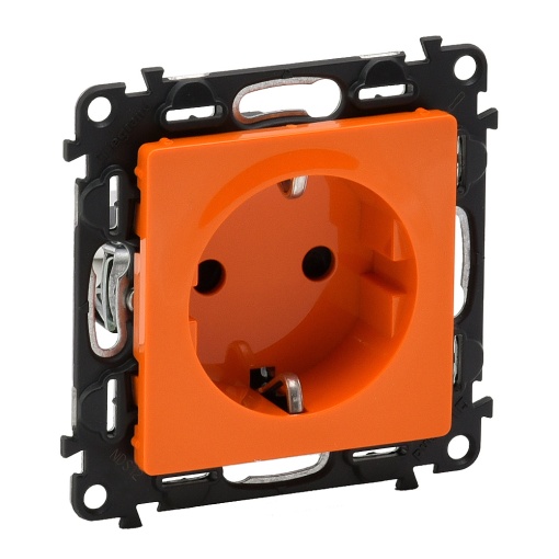 Valena Life - Tomada 2PT Schuko 16 A - 230 V com obturadores - Laranja