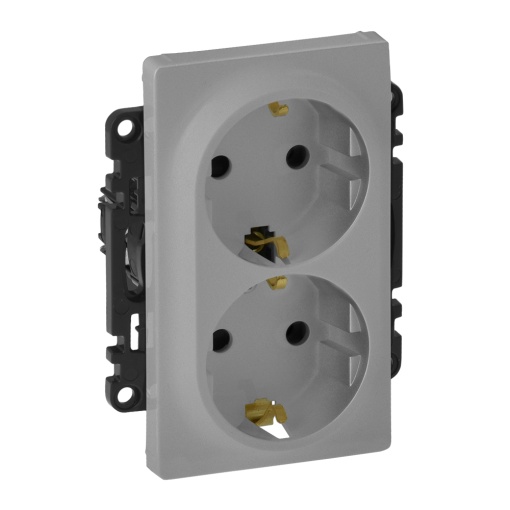 Valena Life - Tomada 2x 2PE schuko cobturadores ligadores parafuso - alumínio