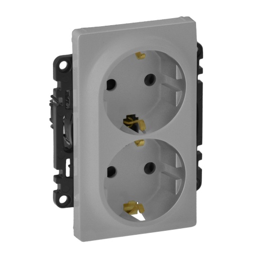 Valena Life - Tomada 2x 2PE schuko - 16 A 250 V - alumínio