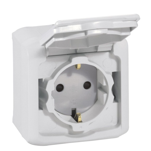 Forix estanque IP 44 - Tomada 2PT "Schuko" com tampa - 16 A - 250 V - Cinzento