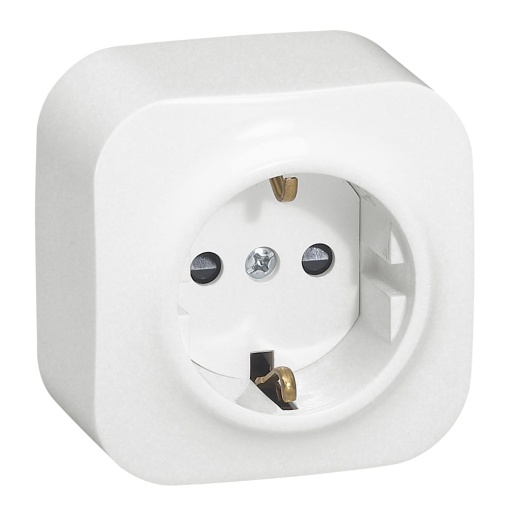 Forix saliente IP 21 - Tomada 2PT Schuko s obturadores - 16A - 250V -Branco