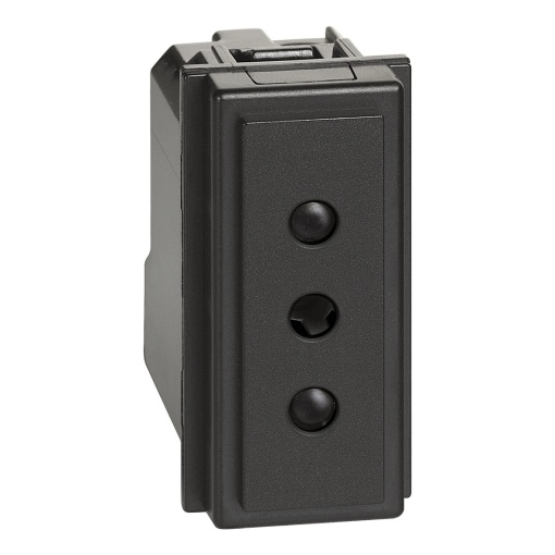 Living Now - Tomada 2PT standard italiano - 10A - 250 Vac - 1 módulo - Preto