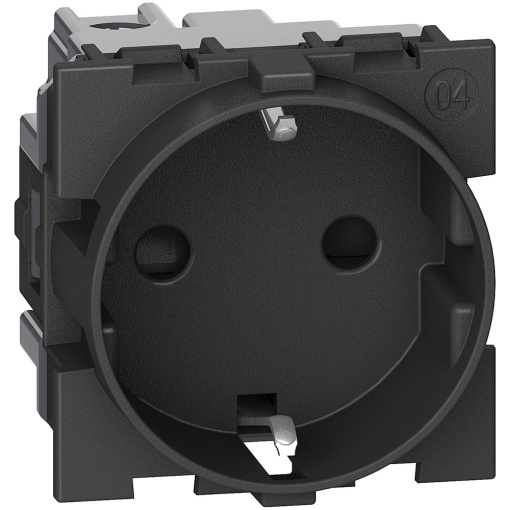 Living Now - Tomada 2PT Schuko 16A - 250V lig. de parafusos - 2 módulos - Preto