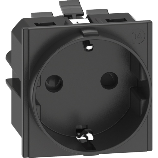 Living Now - Tomada 2PT Schuko 16A - 250V lig. automáticos - 2 módulos - Preto