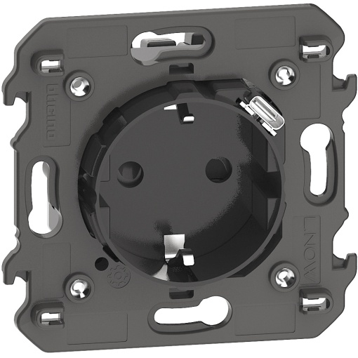 Living Now - Tomada mista 2PT Schuko  USB Tipo-C 1,5 A - 2 módulos - Preto