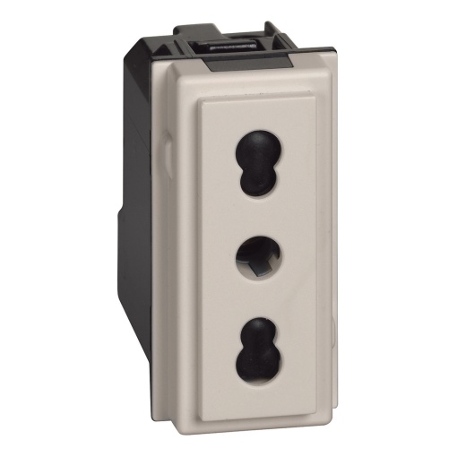 Living Now - Tomada 2PT standard italiano - 16A - 250 Vac - 1 módulo - Areia