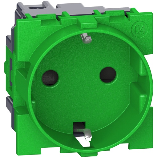 Living Now - Tomada 2PT Schuko 16A - 250V - 2 módulos - Verde