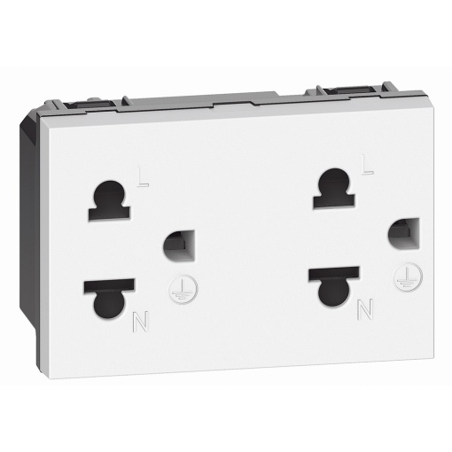 Living Now - Tomada dupla standard EuroUS - 3 módulos - Branco