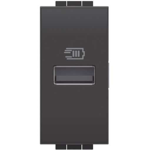 Livinglight - Tomada carregadora 1 x USB Tipo-A 3 A - Antracite, 1 módulo