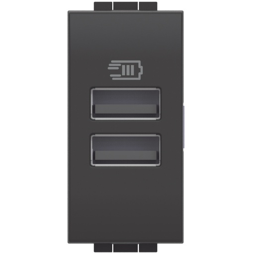 Livinglight - Tomada carregadora 2 x USB Tipo-A 3 A - Antracite, 1 módulo