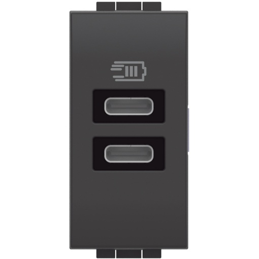 Livinglight - Tomada carregadora 2 x USB Tipo-C 3 A - Antracite, 1 módulo