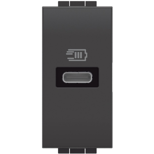 Livinglight - Tomada 1 x USB Tipo-C, 20W, Power Delivery - Antracite - 1 módulo