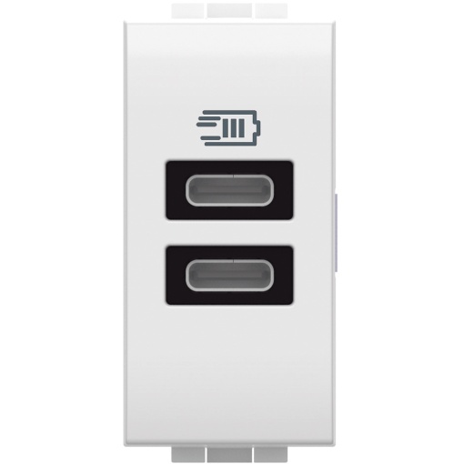 Livinglight - Tomada carregadora 2 x USB Tipo-C 3 A - Branco, 1 módulo