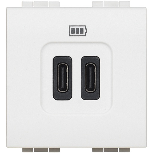 Livinglight - Tomada carregadora 2 x USB Tipo-A - Branco, 2 módulos