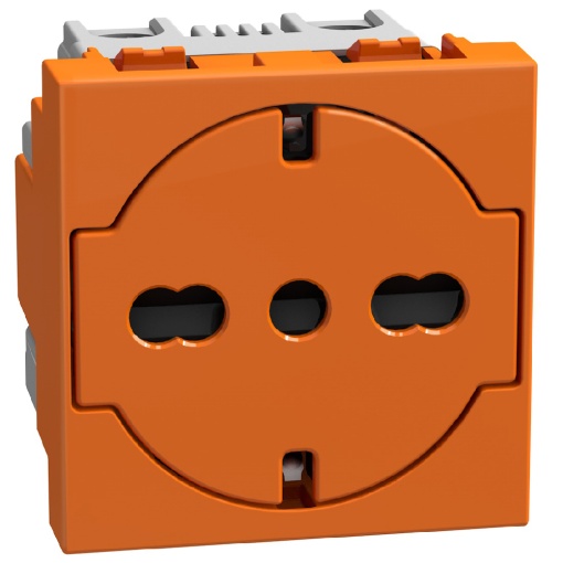 Light Now - Tomada 2PT italiana P40 - 16A 250V - 2 módulos - laranja