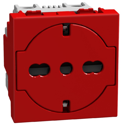 Light Now - Tomada 2PT italiana P40 - 16A 250V - 2 módulos - vermelha