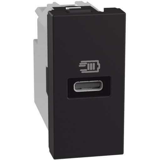 Light Now - Tomada carregadora USB Tipo C Power Delivery 20W - 1 módulo - Dark